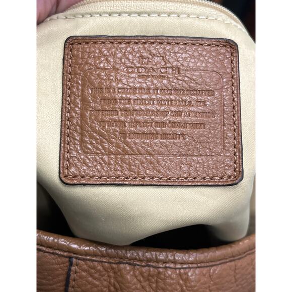 Coach Park Pyramid Studded Leather Hobo Shoulder Bag Tan Brown Large Tote - Picture 4 of 16